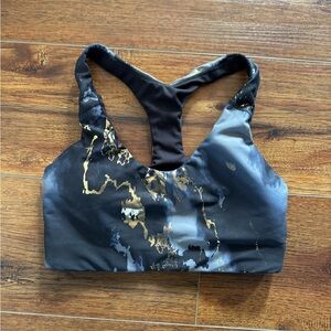 Women's Black and Gold Sports Bra